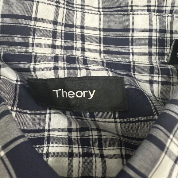 THEORY Sz Large ZACK PS WORCESTER PLAID LONG SLEEVE SHIRT ECLIPSE MULTI - Picture 2 of 7